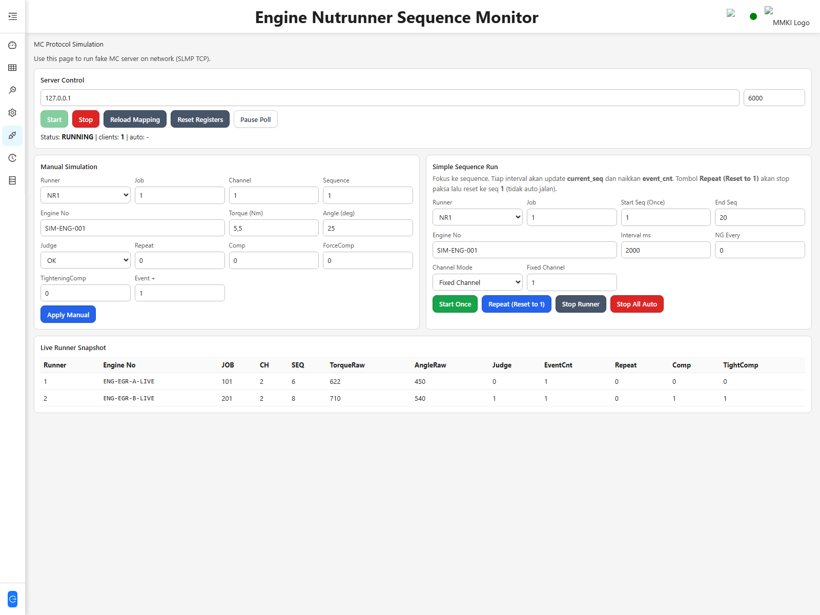 EGR simulation page